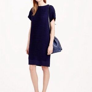 J. Crew Midnight Blue Textured Midi Dress